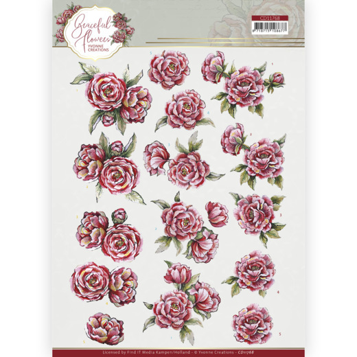 3D Sheet Yvonne Design - Pink Roses CD11768