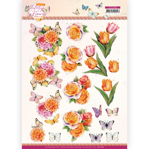 3D Sheet Jeanine's Art - Orange Roses CD11784