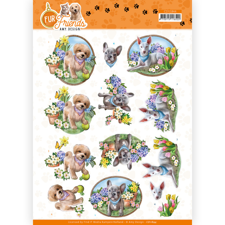 3D Cutting Sheet Amy Design - Dogs in Garden CD11844
