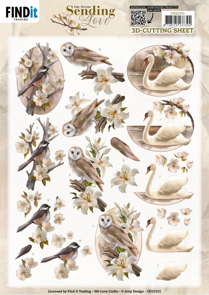 3D Cutting Sheet Amy Design - Sending Love Birds CD12151 - Click Image to Close