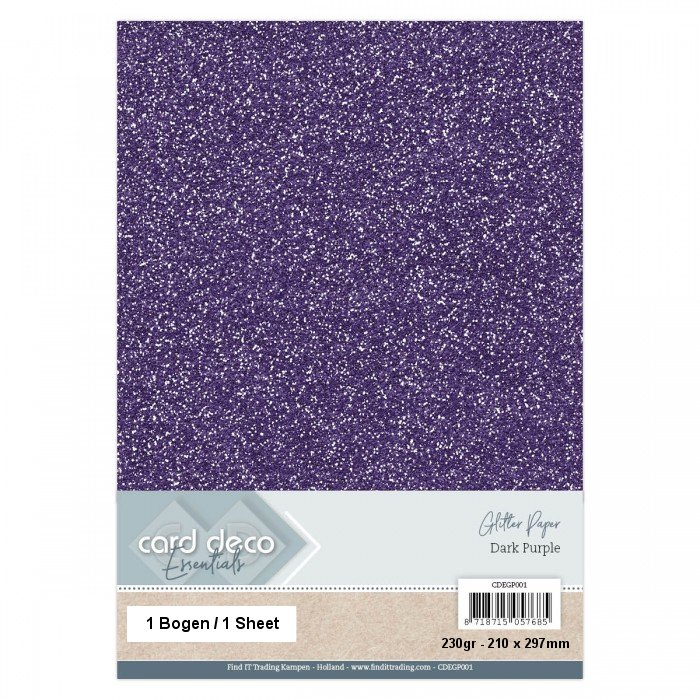 A4 Glitter Papier - Dark Purple - 1 Bogen