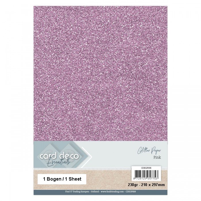 A4 Glitter Papier - Pink - 1 Bogen