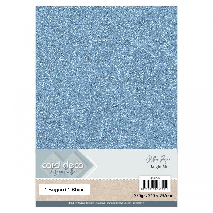 A4 Glitter Papier - Blau - 1 Bogen