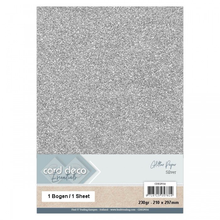 A4 Glitter Papier - Silber - 1 Bogen