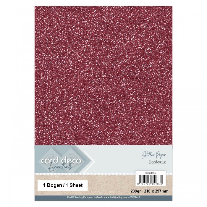 A4 Glitter Papier - Bordeaux - 1 Bogen