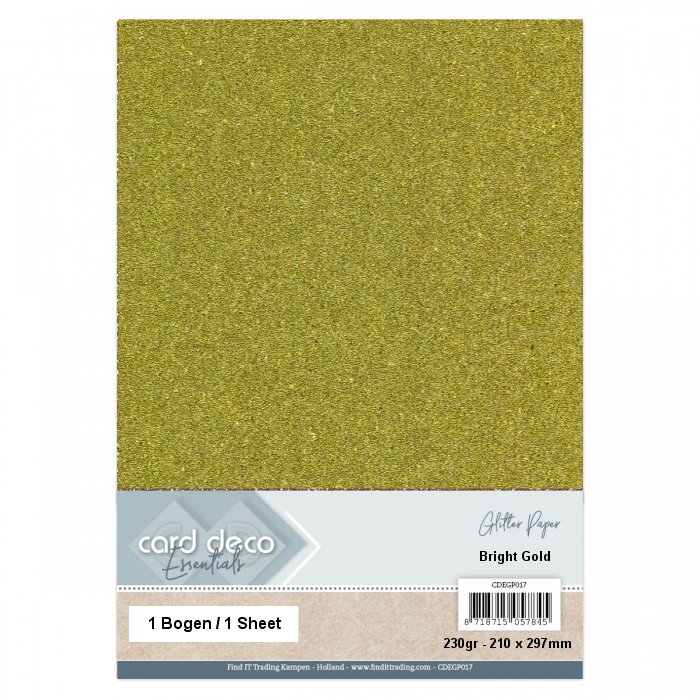 A4 Glitter Papier - Hell Gold - 1 Bogen