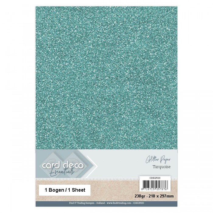 A4 Glitter Papier - Mint - 1 Bogen