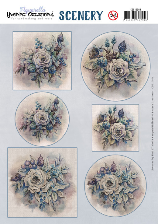 Pushout Scenery - Yvonne Creations - Blue Roses