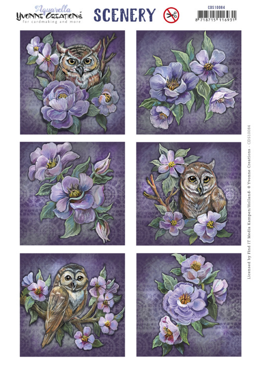 Stanzbogen Scenery - Yvonne Creations - Owls and Flowers Square