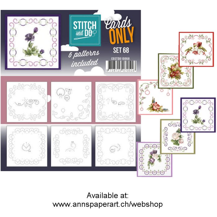 Cards only Stitch 68 - 6 vorgeprickelt Auflegekarten - zum Schließen ins Bild klicken