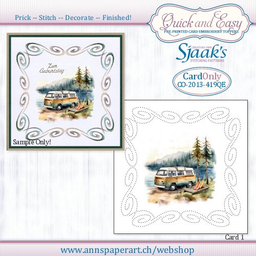 Sjaak's Stitching pattern CO-2013-419 Quick&Easy Card ONLY No. 1 - Click Image to Close