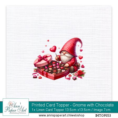Bedruckte Auflegekarte 53 - Gnome with Chocolate