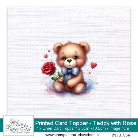 Bedruckte Auflegekarte 54 - Teddy with Flower