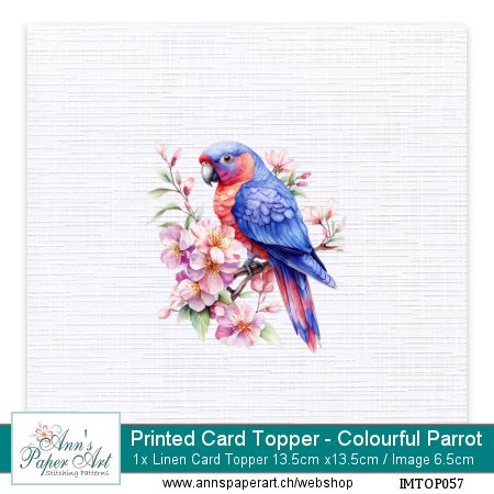 Bedruckte Auflegekarte 57 - Colourful Parrot