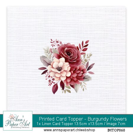 Bedruckte Auflegekarte 60 - Burgundy Flowers