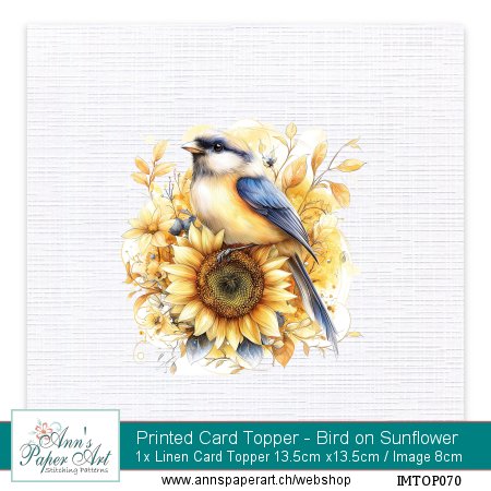 Neu! Bedruckte Auflegekarte 70 - Bird on Sunflower