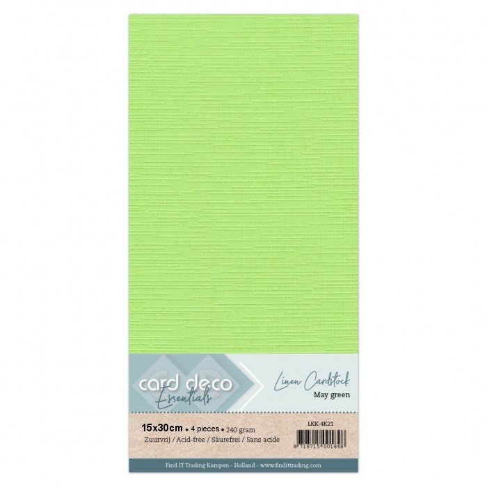 Linen cardstock 21 May green (4 Sheets 15x30cm)