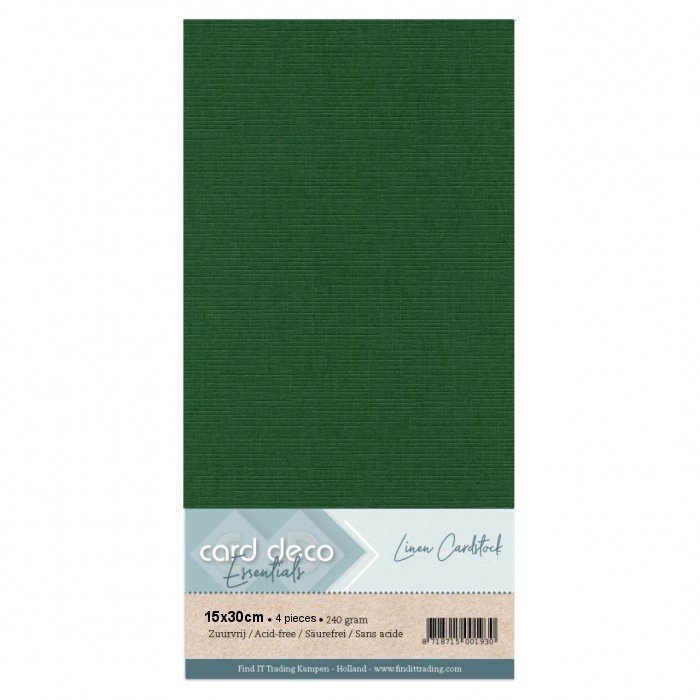 Linen cardstock 23 christmas green (4 Sheets 15x30cm) - Click Image to Close