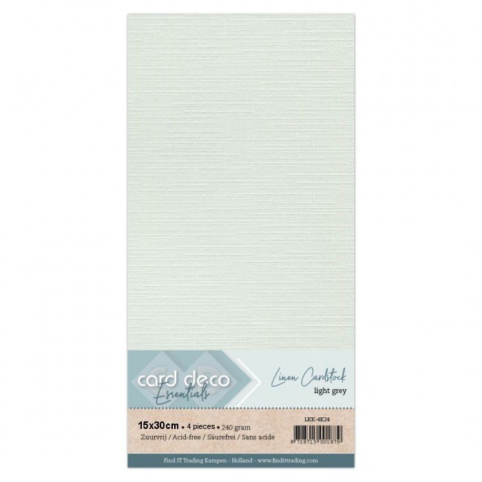 Linen cardstock 24 light grey (4 Sheets 15x30cm)