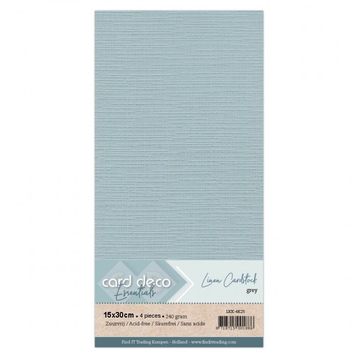 Linen cardstock 25 grey (4 Sheets 15x30cm)