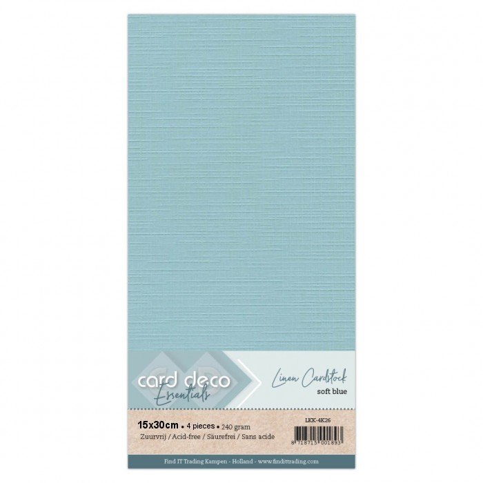 Linen cardstock 26 soft blue (4 Sheets 15x30cm)