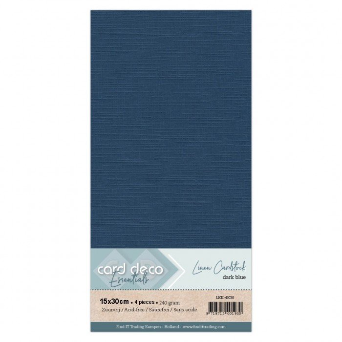 Linen cardstock 30 dark blue (4 Sheets 15x30cm) - Click Image to Close
