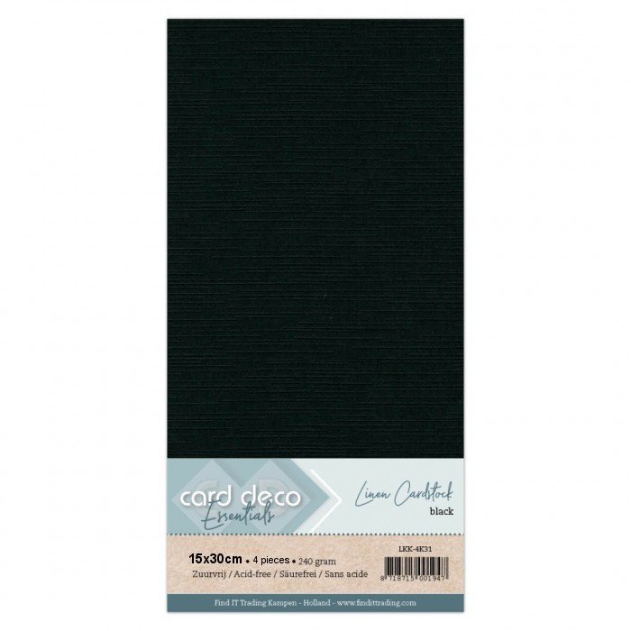 Linen cardstock 31 black (4 Sheets 15x30cm)