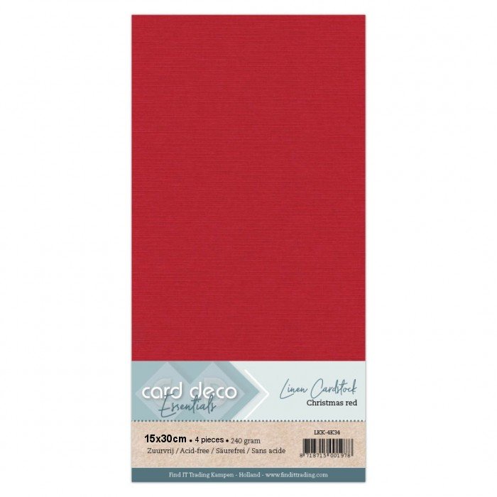 Linen cardstock 34 christmas red (4 Sheets 15x30cm)