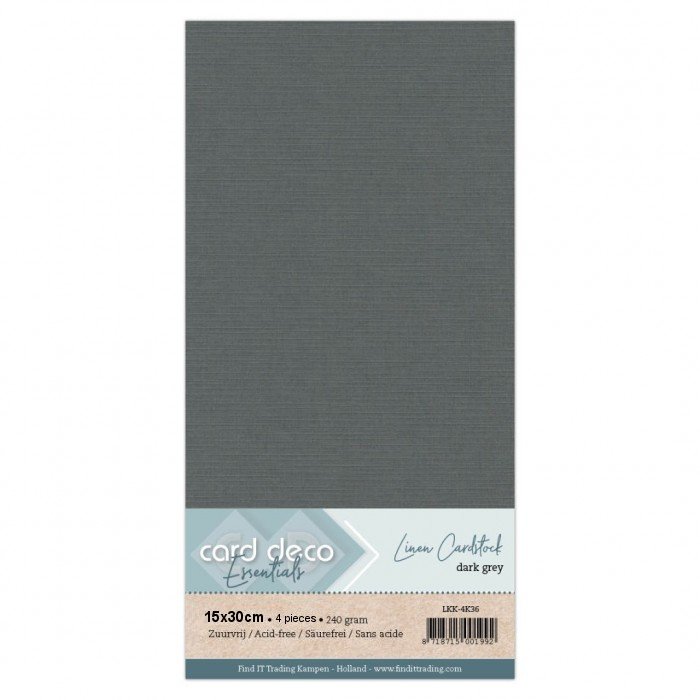 Linen cardstock 36 Dark Grey (4 Sheets 15x30cm) - Click Image to Close