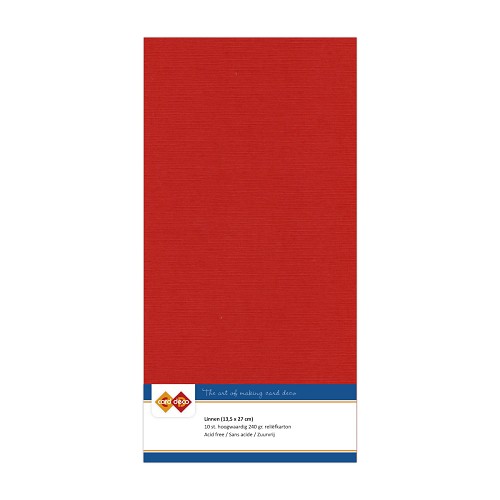 Linnen cardstock 34 christmas red (5 Sheets 13.5 x 27cm)