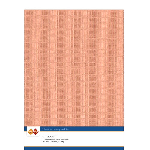 Linen cardstock - A4 - 10 Soft Orange (5x A4 Sheets)