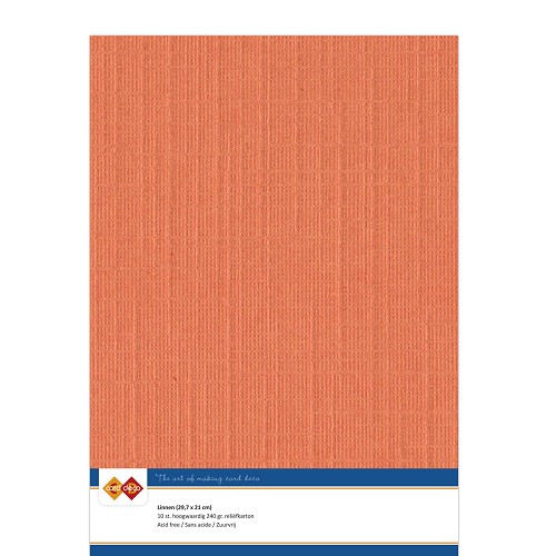 Linen cardstock - A4 - 11 Orange (5x A4 Sheets) - Click Image to Close