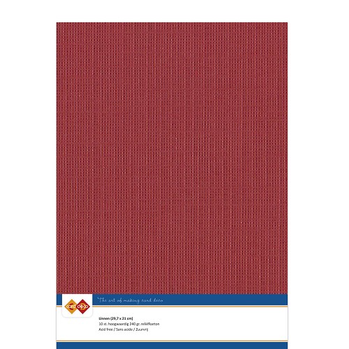 Linen cardstock - A4 - 34 Christmas Red (5x A4 Sheets)