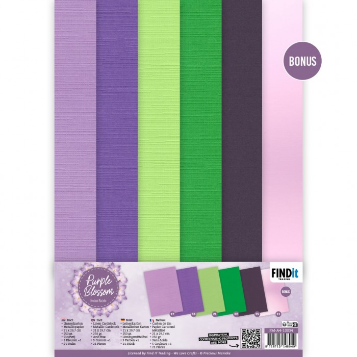 Linen Cardstock Pack Purple Blossom A4 (Nur auf Vorbestellung)