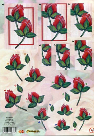 3D Stanzbogen Carddeco - Red Rose - POC10005