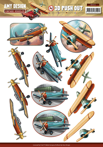 3D Stanzbogen Amy Design - Vintage Vehicles Planes SB10152