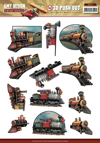 3D Die Cut Sheet Amy Design - Vintage Vehicles Trains SB10154 - Click Image to Close