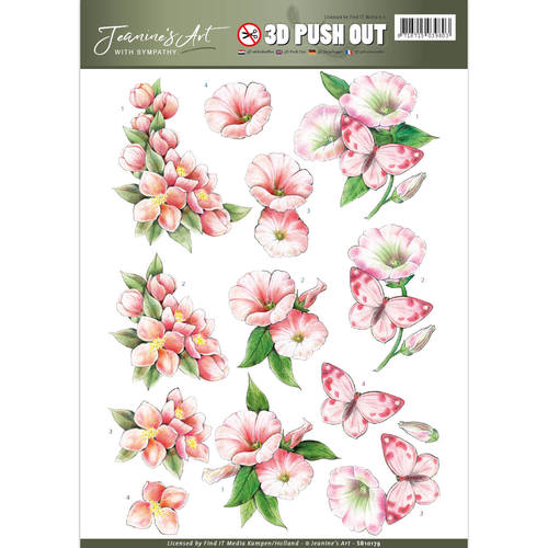3D die cut sheet Jeanine's Art - Pink flowers SB10179