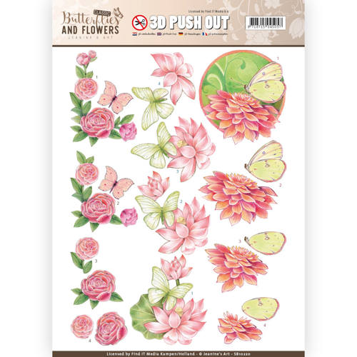 3D Die cut sheet Jeanine's Art Pink Flowers SB10220