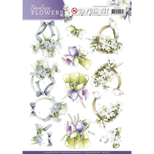 3D Diecut Sheet Precious Marieke Bouquets SB10257