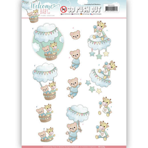 3D Die cut Sheets Yvonne Creations - Baby -In the Air SB10264