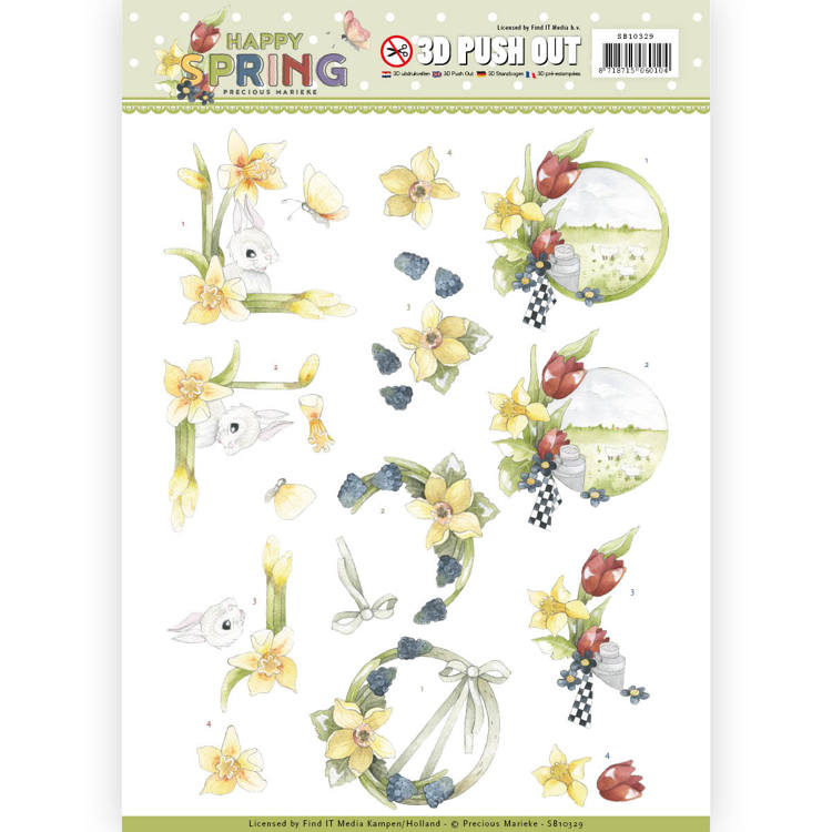 3D Die cut Sheet Precious Marieke Daffodils SB10329