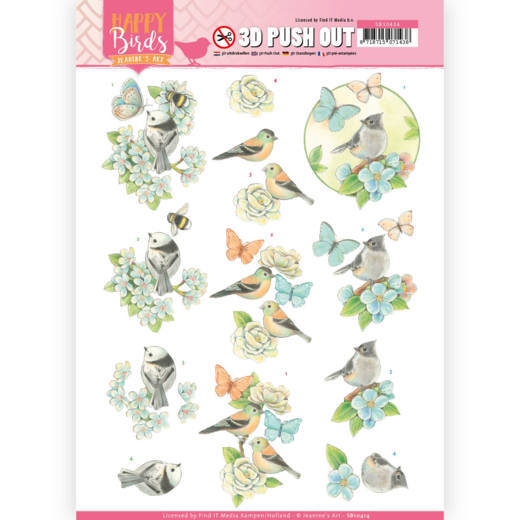 3D Pushout Sheet Jeanine's Art Happy Birds Blue SB10414