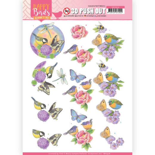 3D Pushout Sheet Jeanine's Art Happy Birds Purple SB10416