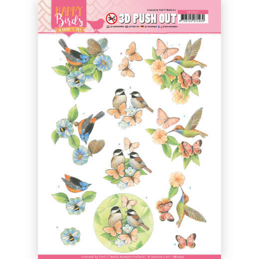 3D Pushout Sheet Jeanine's Art Happy Birds and butterflies SB104
