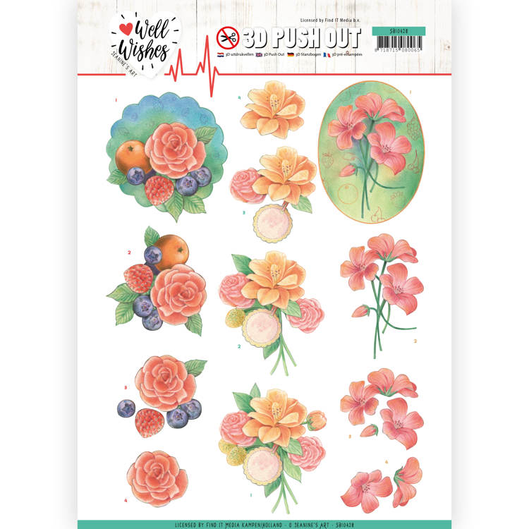 3D Pushout Sheet Jeanine's Art - Well Wishes Flowers