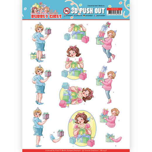 3D Pushout Sheet Creations Bubbly Girls Decorating SB10438