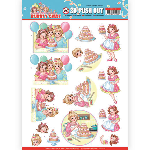 3D Pushout Sheet Creations Bubbly Girls Baking SB10440