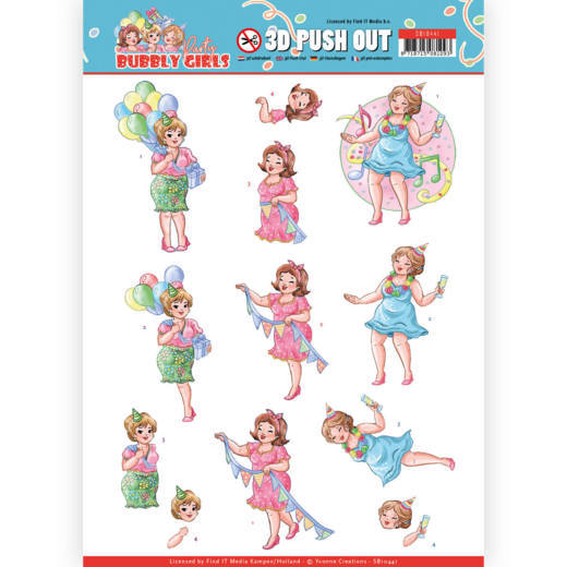 3D Pushout Sheet Creations Bubbly Girls Party SB10441