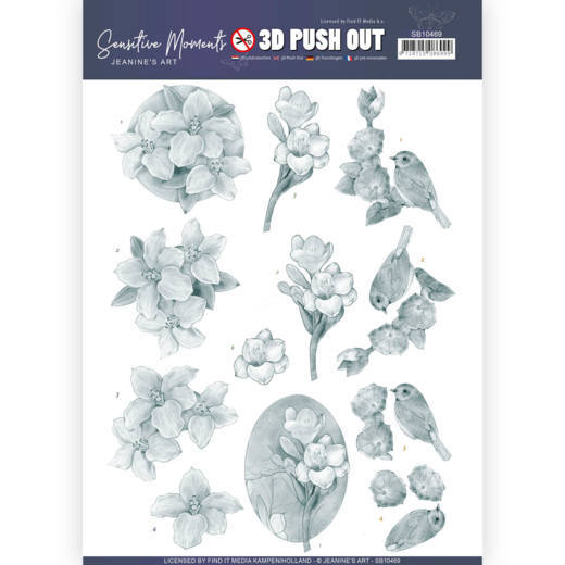 3D Pushout Sheet Jeanine's Art - Grey Freesias SB10469